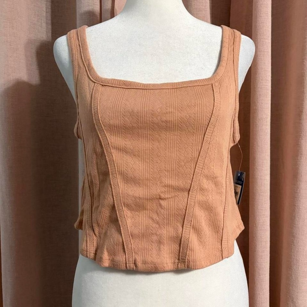 nwt pointelle corset style crop tank top